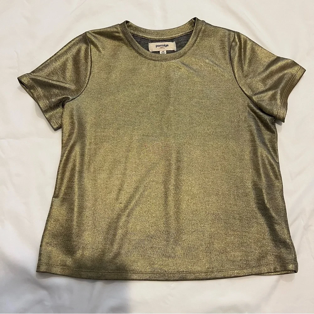 Porridge Gold Shine Glam Short Sleeve Tee Size XS - Picture 5 of 12